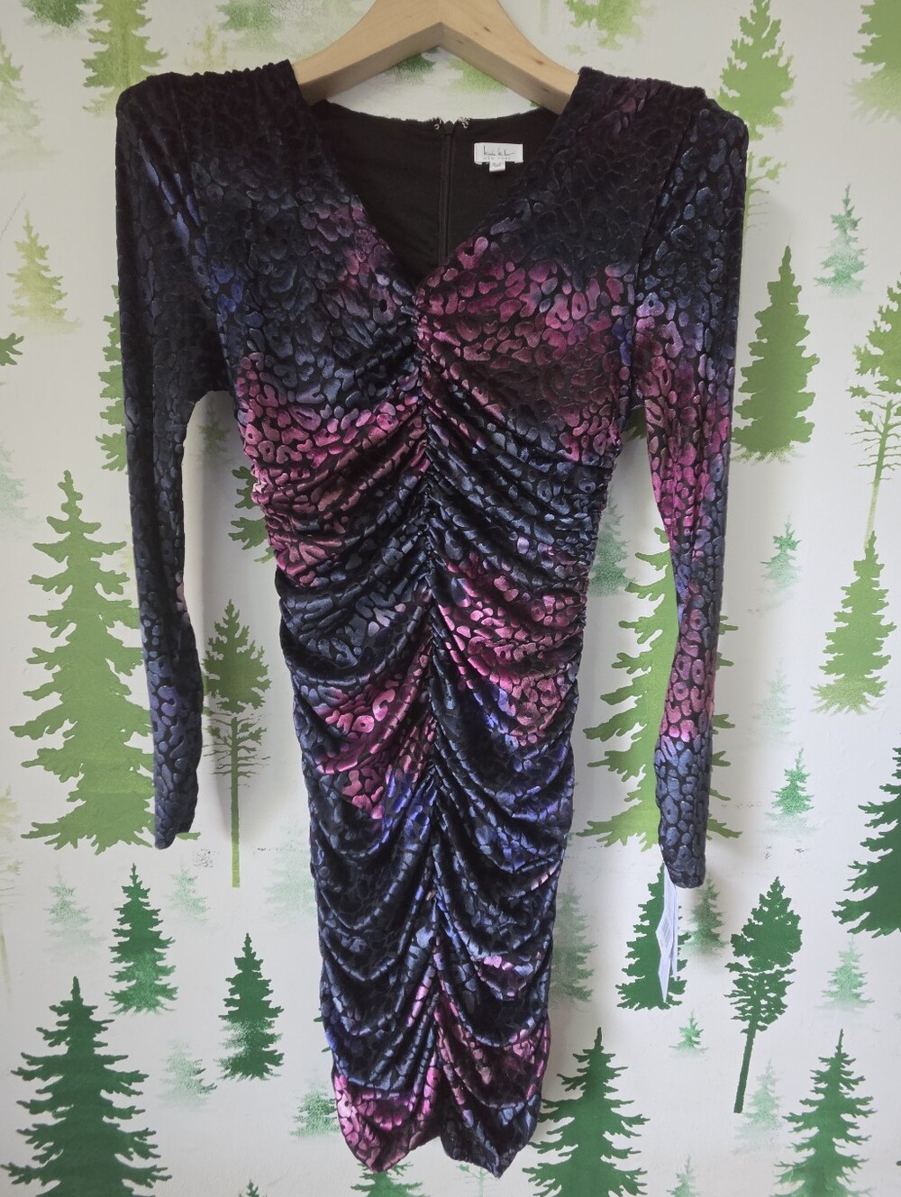 Nicole Miller Animal Print Burn-Out Velvet Bodycon Dress.